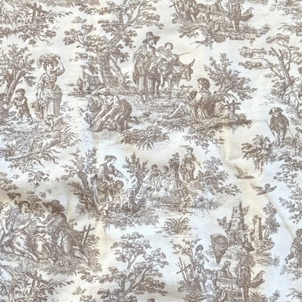 Waverly Home Classics Brown Toile Gingham Scalloped Valances Set of 2 52x18